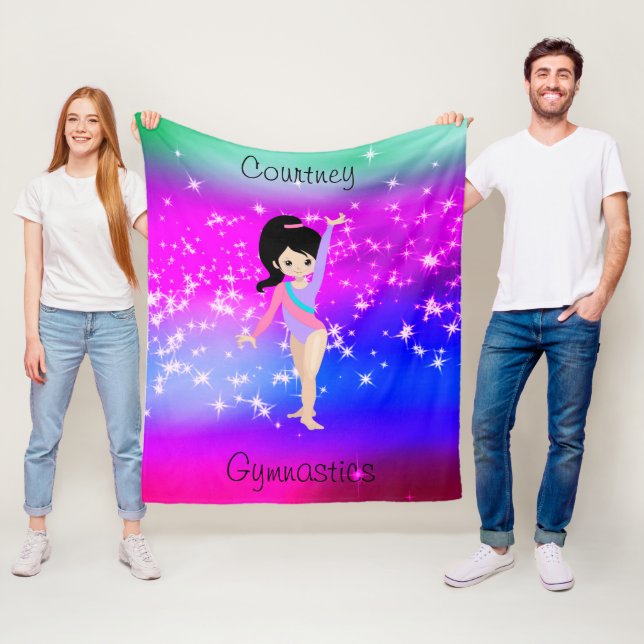 Girls Gymnastics Sparkle Gymnast in Leotard Fleece Blanket (In Situ)