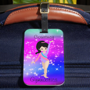 Girls Gymnastics Sparkle Gymnast in Leotard Luggage Tag
