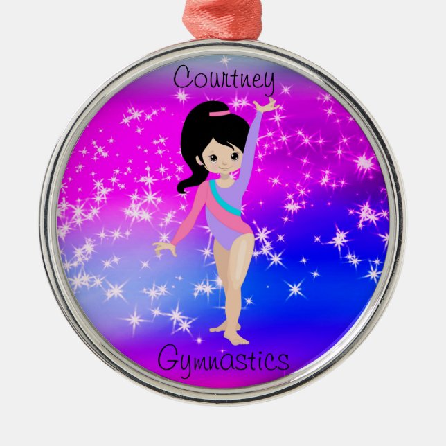 Girls Gymnastics Sparkle Gymnast in Leotard    Metal Tree Decoration (Front)