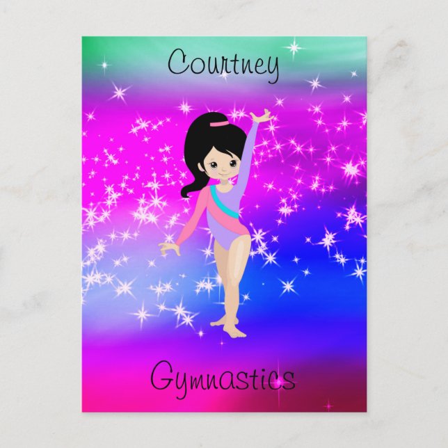 Girls Gymnastics Sparkle Gymnast in Leotard   Postcard (Front)