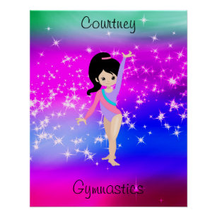 Girls Gymnastics Sparkle Gymnast in Leotard    Poster