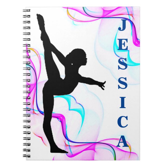 Girls Gymnastics Spiral Swirls Photo Notebook (Front)