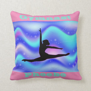 Girls Gymnastics Throw Pillow w/ Name