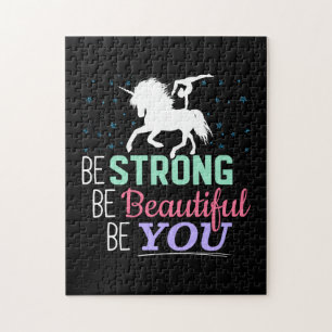 Girls Gymnastics Unicorn - Be Strong Beautiful You Jigsaw Puzzle