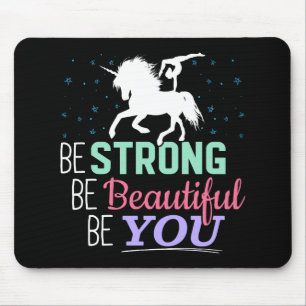 Girls Gymnastics Unicorn - Be Strong Beautiful You Mouse Mat