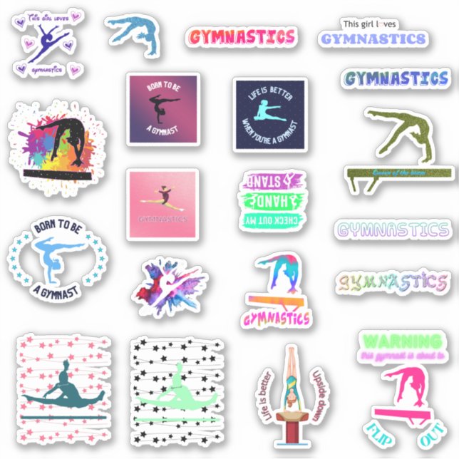 Girls Gymnastics Variety Pack of Stickers (Front)