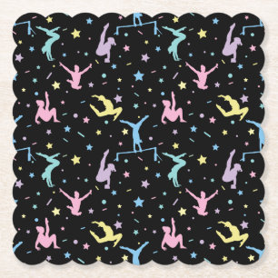 Girls Gymnastics Women Gymnasts with Stars Paper Coaster