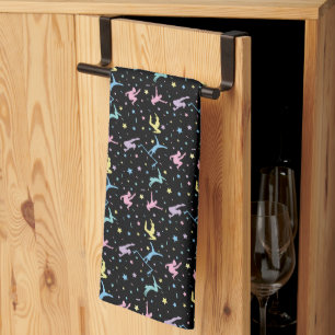 Girls Gymnastics Women Gymnasts with Stars Tea Towel