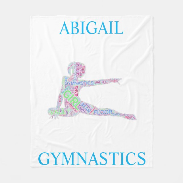 Girls Gymnastics Word Art / Word Cloud Fleece Blanket (Front)
