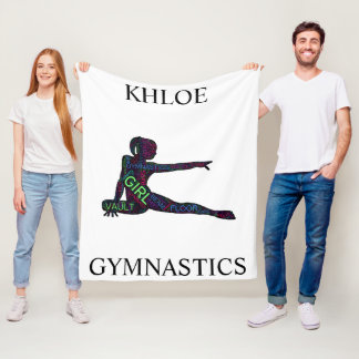 Girls Gymnastics Word Art / Word Cloud Fleece Blanket