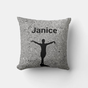 Girls Gymnastics Xcel Silver Gymnast Throw Pillow
