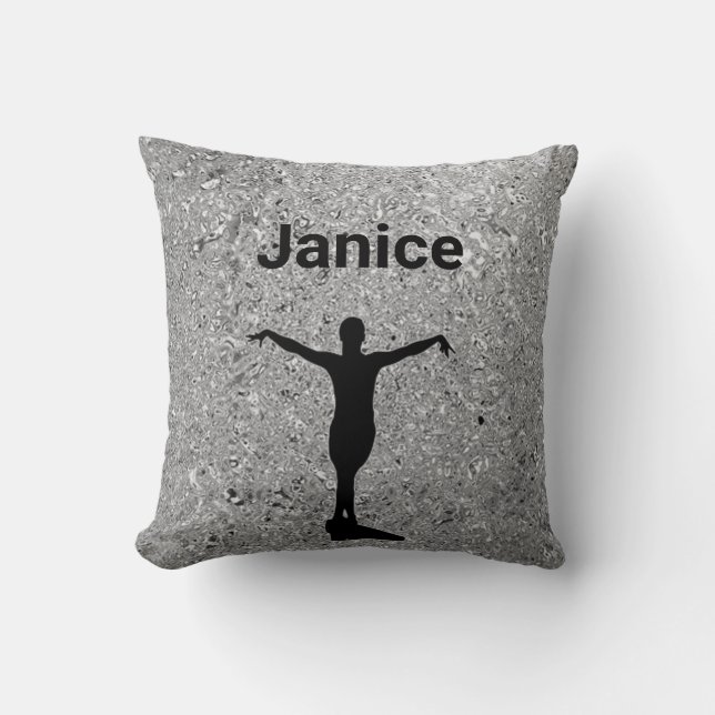 Girls Gymnastics Xcel Silver Gymnast Throw Pillow (Front)