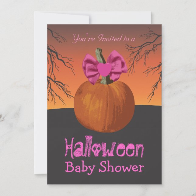 Girls Halloween Baby Shower Invitations (Front)