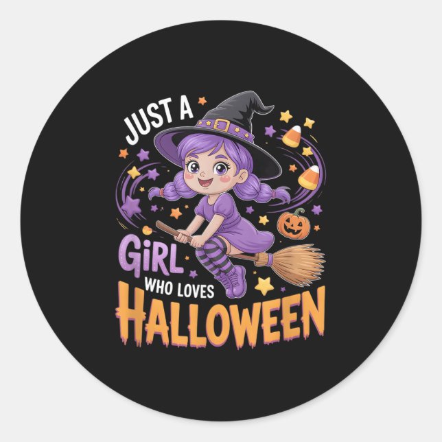 Girls Halloween  Classic Round Sticker (Front)