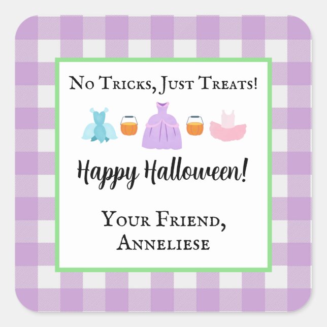Girls Halloween Gift Tag Stickers (Front)