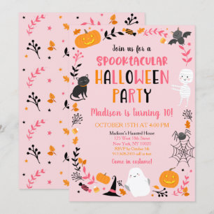 Girls Halloween Spooktacular Birthday Invitation