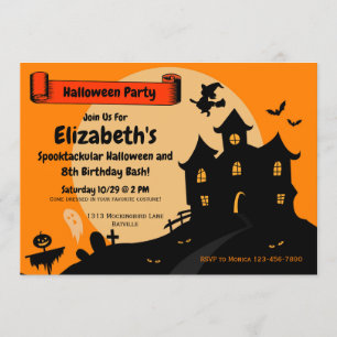 Girls Halloween Spooktacular Birthday Party Invitation