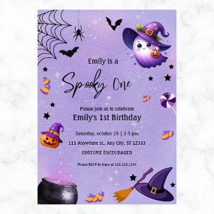 Girls Halloween Spooky Ghost Birthday Any Year Invitation