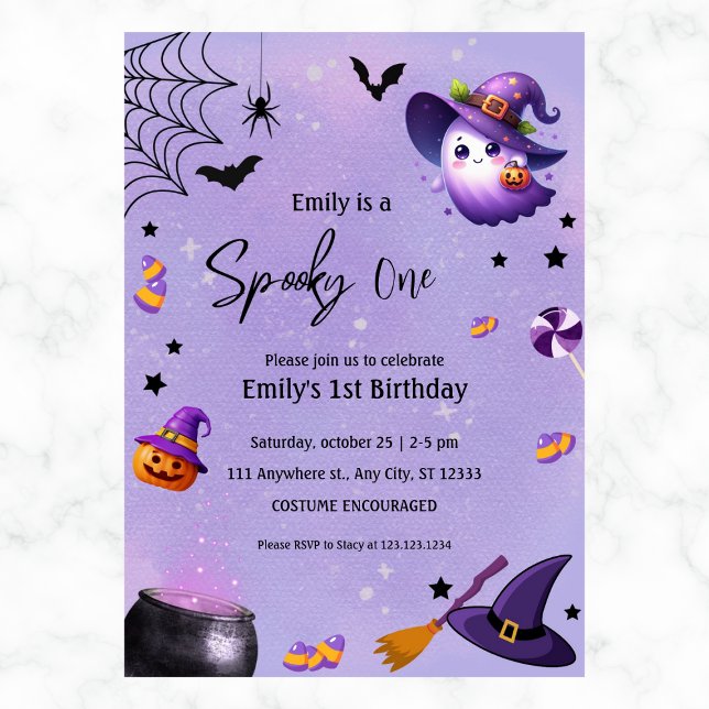 Girls Halloween Spooky Ghost Birthday Any Year Invitation (Creator Uploaded)