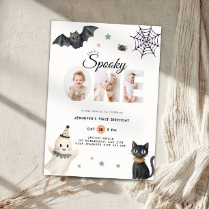Girls Halloween Spooky One 1st Birthday Photo Invitation