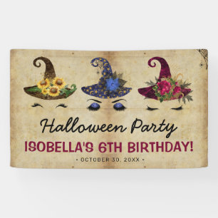 Girls Halloween Witches Kids Birthday Party Banner
