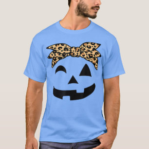Girls Halloween Women s, Jack O Lantern Leopard Pu T-Shirt