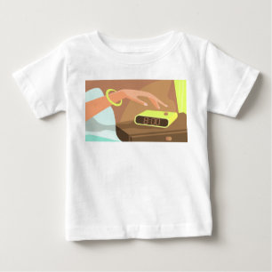 Girls hand pushing on alarm clock snooze button baby T-Shirt