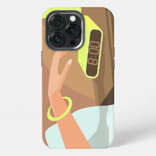 Girls hand pushing on alarm clock snooze button iPhone 13 pro case