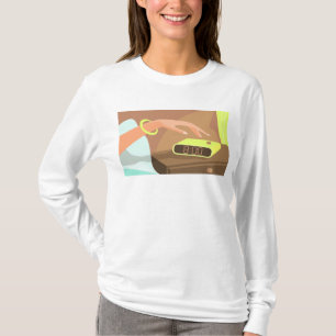 Girls hand pushing on alarm clock snooze button T-Shirt