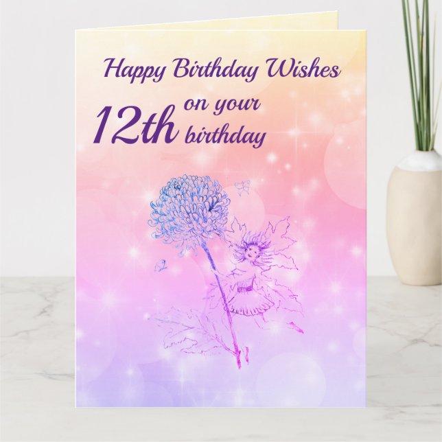 Girls Happy 12th Birthday Greeting Card (Front)