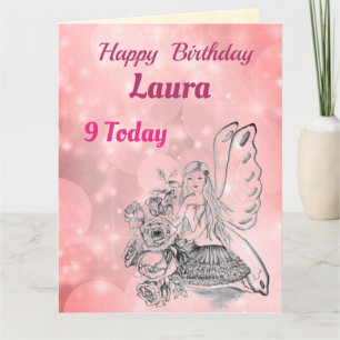 Girls Happy 9th Birthday Fairy Greeting Card