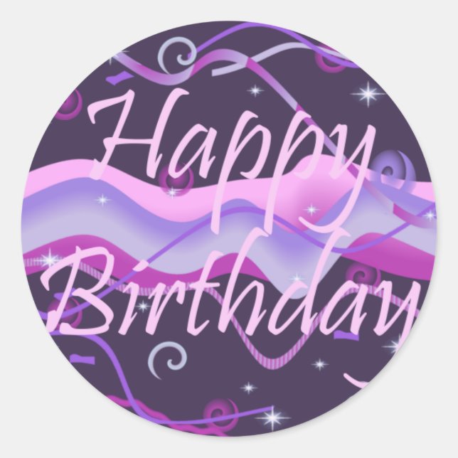 Girl's Happy Birthday Sticker (Front)