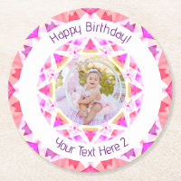 Girls Happy Birthday Vibrant Pink Star Custom Age