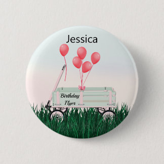 Girl's Happy Birthday Wagon Button Pin