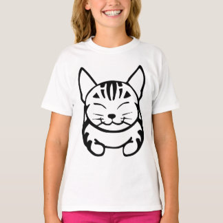 Girls Happy Cat T-shirt (black tabby)