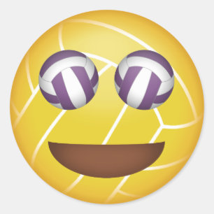 girls happy face volleyball emoji classic round sticker