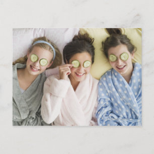 Girls having a facial postcard