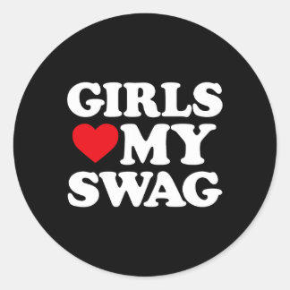 Girls Heart My Swag Girls Love My Swag Valentine's Classic Round Sticker