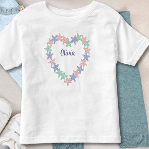 Girls' Heart-Shaped Starfish Personalised Toddler T-Shirt