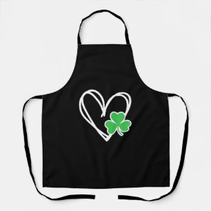 Girls Heart St Patricks Day Shamrock Irish Toddler Apron