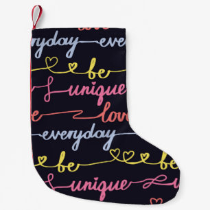 Girls' hearts, words seamless pattern. small christmas stocking