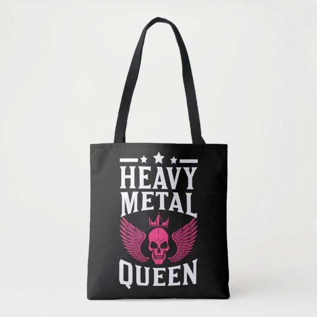 Girls Heavy Metal Queen Rock and Roll Tote Bag (Front)