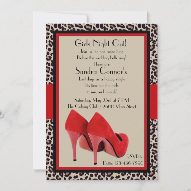 Girl's Heels (Leopard) Invitation (Front)