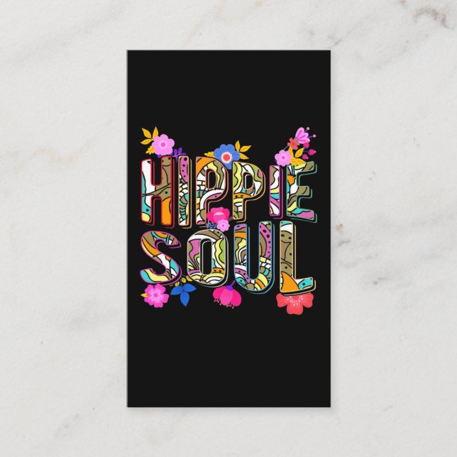 Girls Hippie 60s 70s Colourful Flowers Peace Business Card (Front)