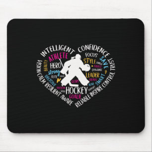Girls Hockey Goalie Love Heart For Teens Women Wor Mouse Mat