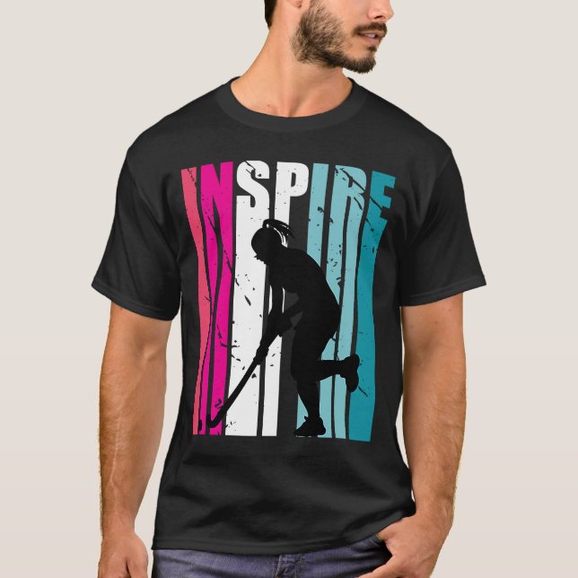 Girls Hockey Inspire Coach Hockey Retro Field Hock T-Shirt (Front)