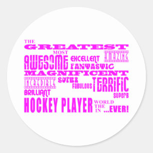 Girls Hockey : Pink Greatest Hockey Player Classic Round Sticker