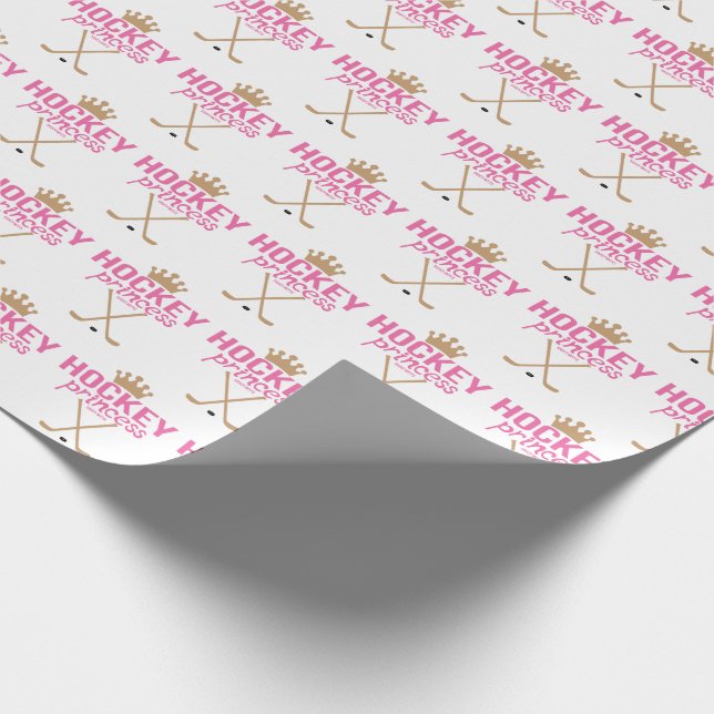 Girls Hockey Princess Baby Pink Wrapping Paper (Corner)
