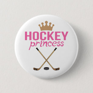 Girls Hockey Princess Pink Sticks 6 Cm Round Badge