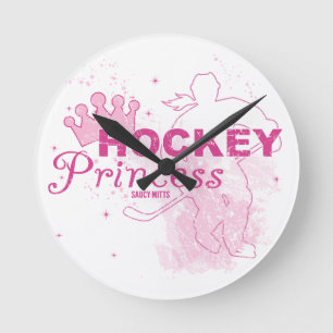 Girls Hockey Princess Round Clock